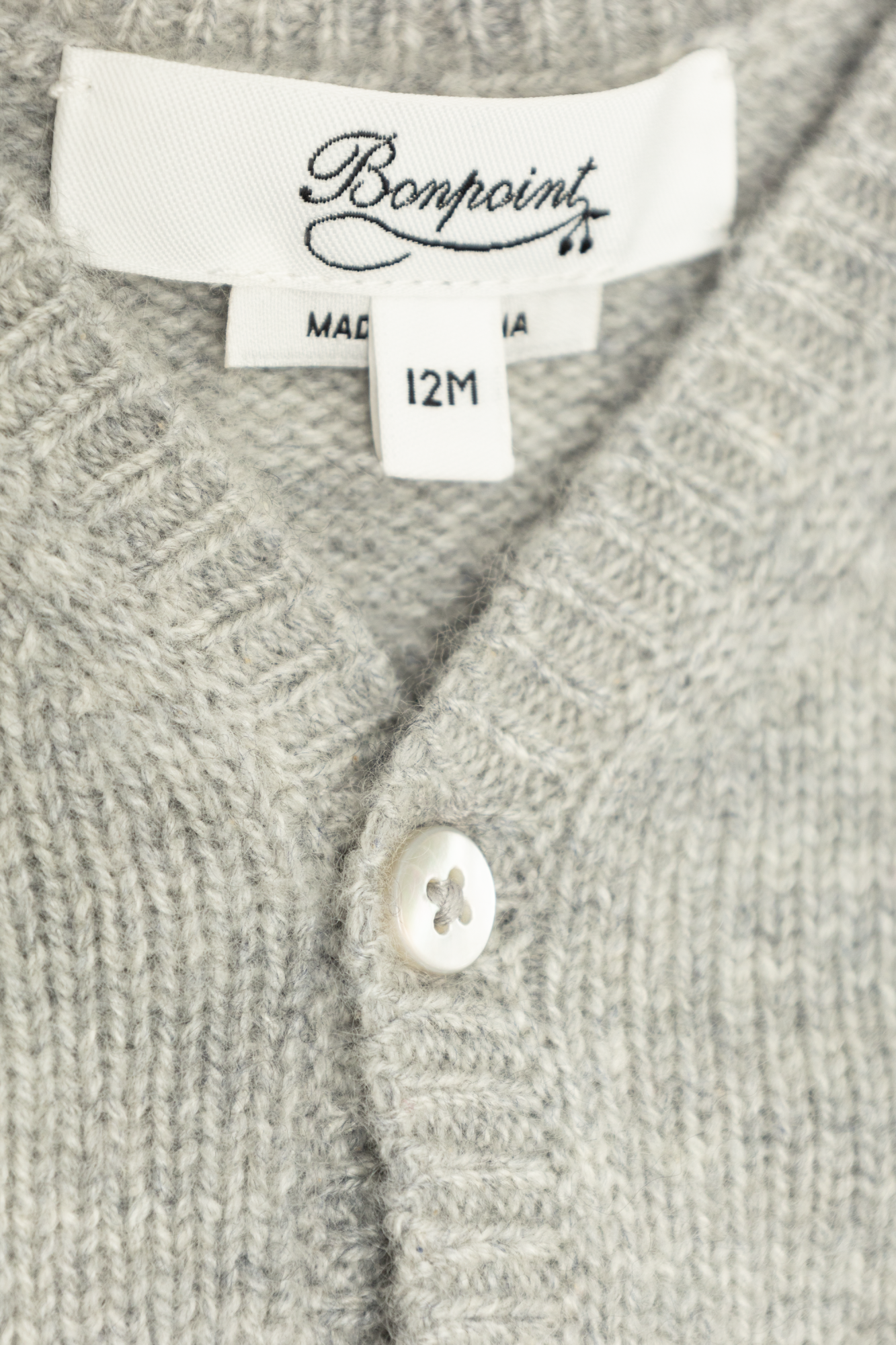 Bonpoint authentic Grey Cashmere Cardigan